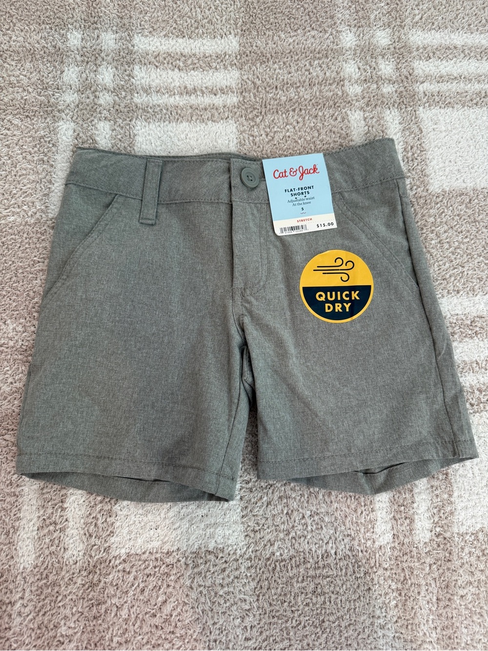 Cat & Jack Gray Flat-Front Quick-Dry Shorts